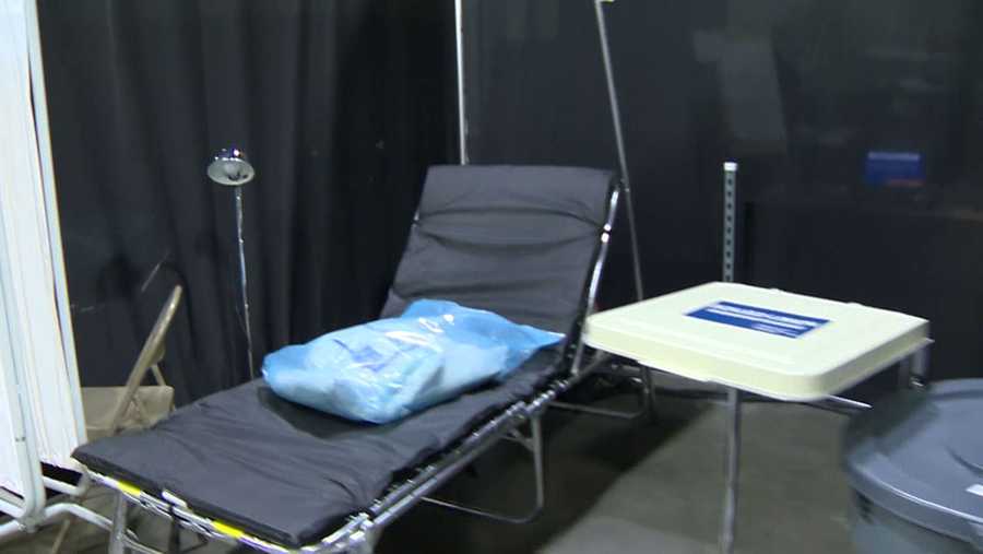 a bed at the covid 19 field hospital inside the dcu center in worcester, massachusetts, on april 7, 2020