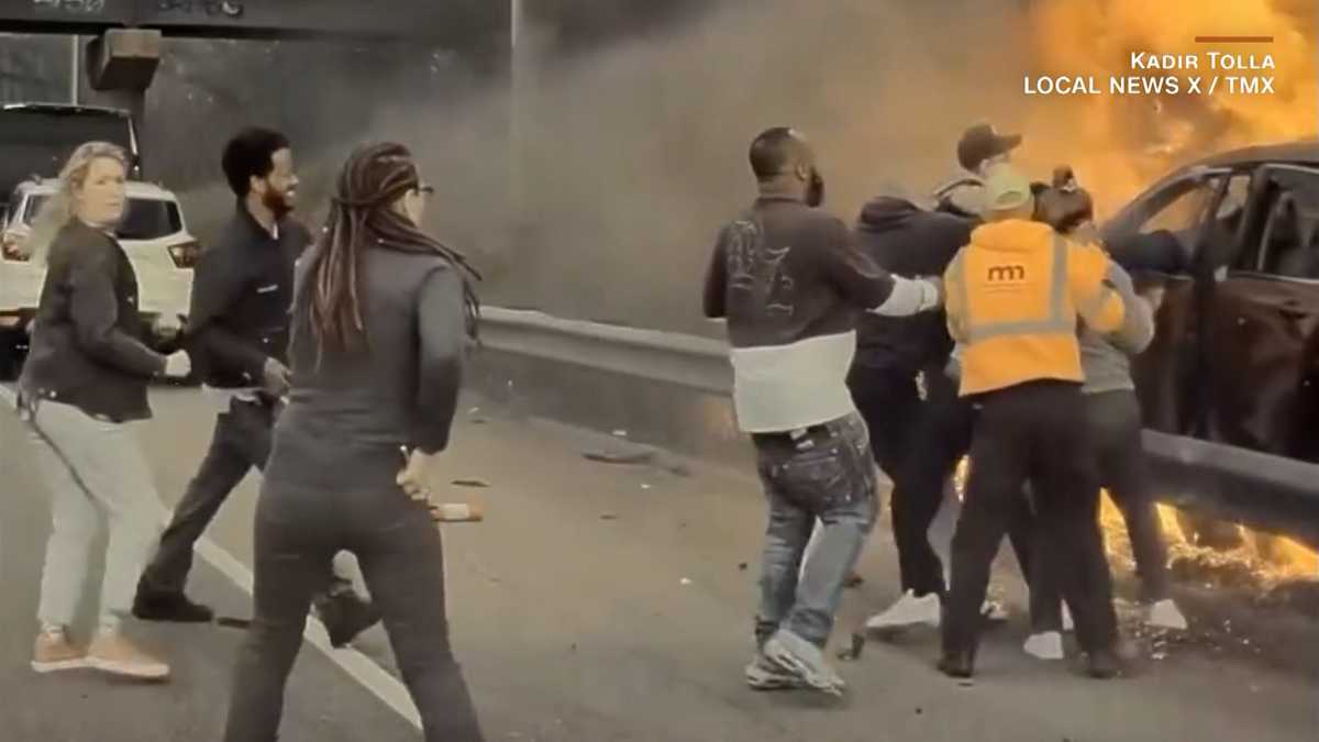 VIDEO: Group of 'Good Samaritans' pull driver from a fiery crash