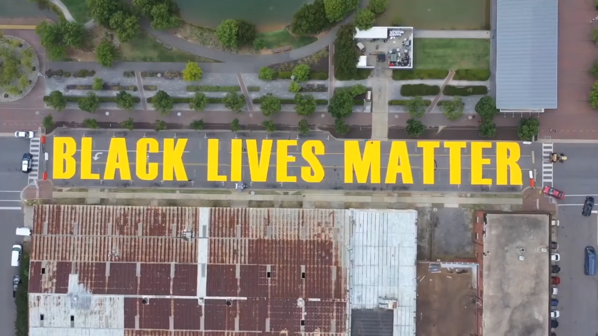 Black Lives Matter Drone video of BLM street painting in Birmingham