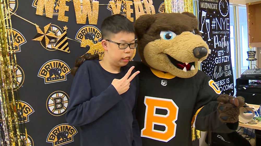 Boston Bruins mascot Blades visit — Bushnell-Sage Library