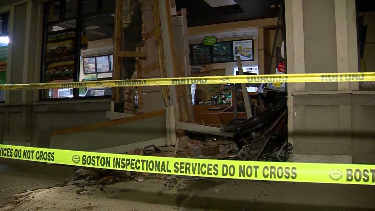 Driver Crashes Into Subway Restaurant While Fleeing From Brookline Police