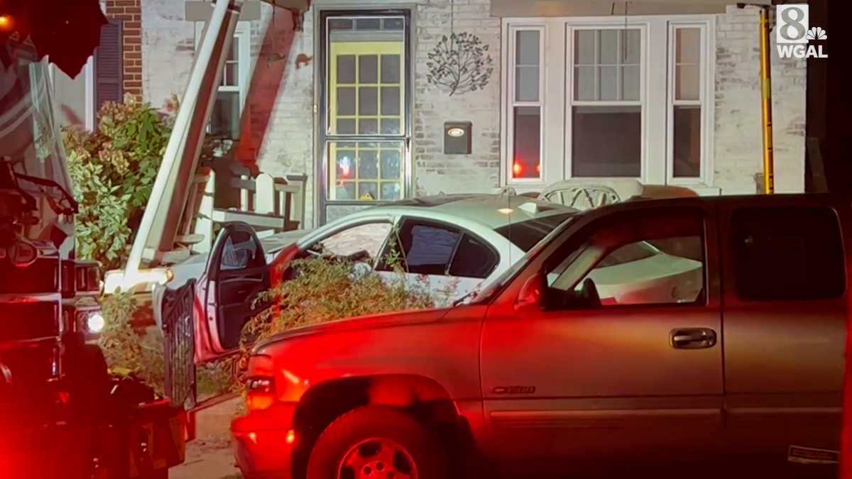 Car crashes into front porch of home in Lancaster, Pa.