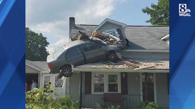 Car crashes into second floor of Pennsylvania home