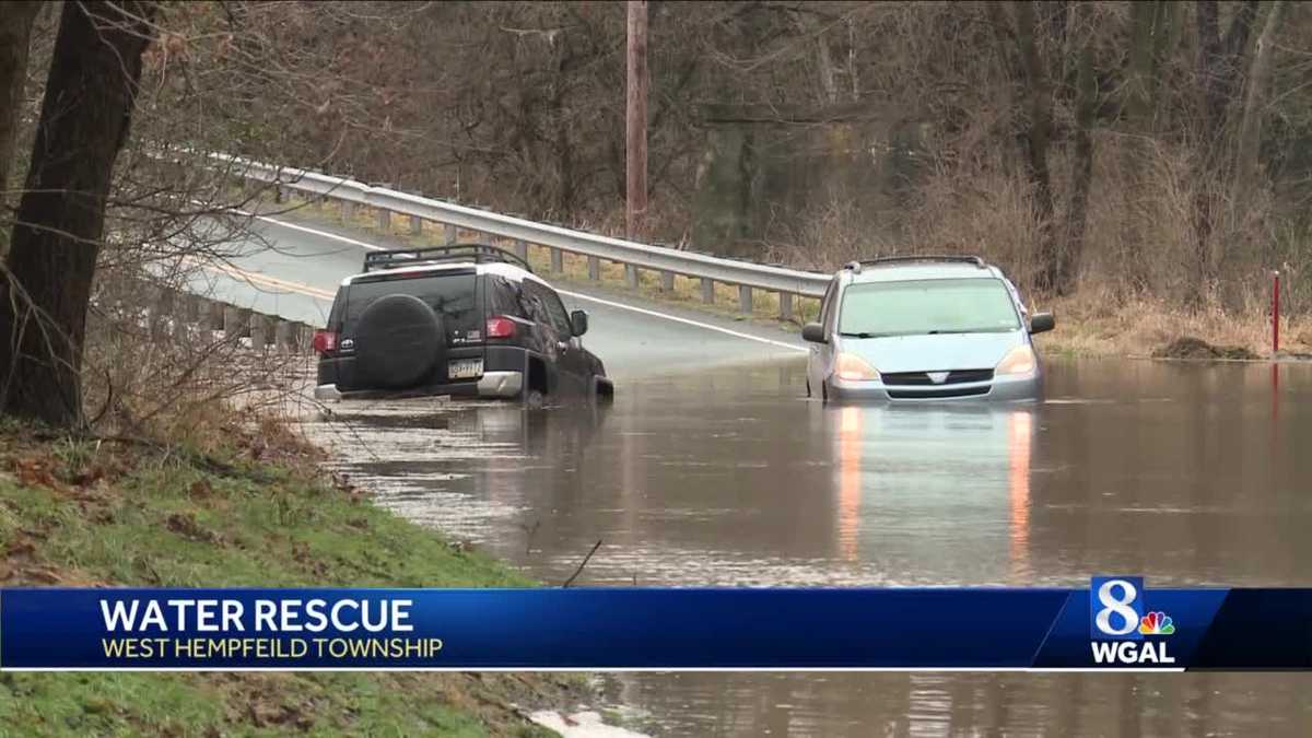 Crews Rescue Car Stuck In Pa Floodwaters