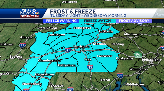 First freeze watch of the season for central Pa.