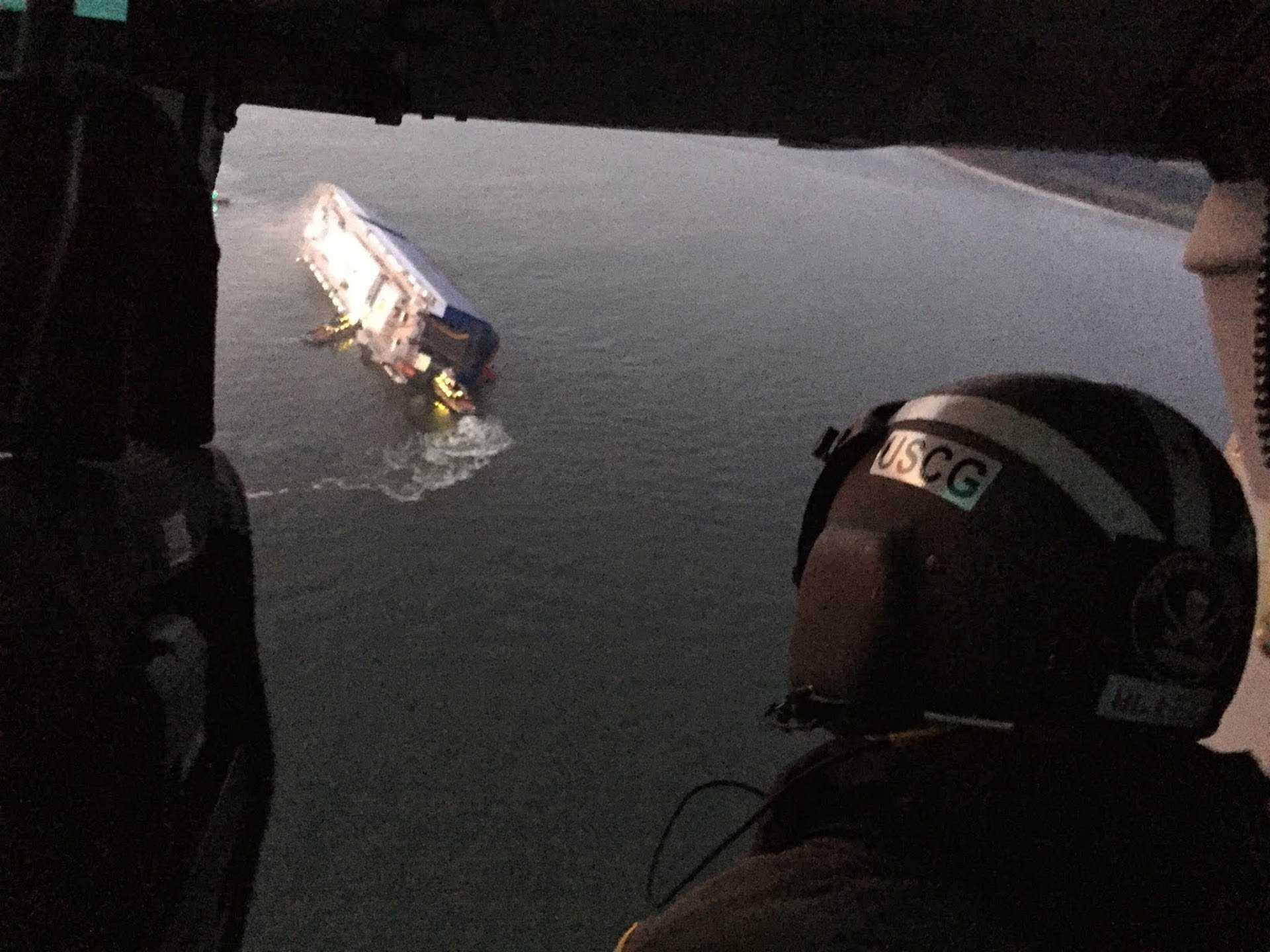 Coast Guard Rescues Crew Aboard Capsized Cargo Ship In Georgia