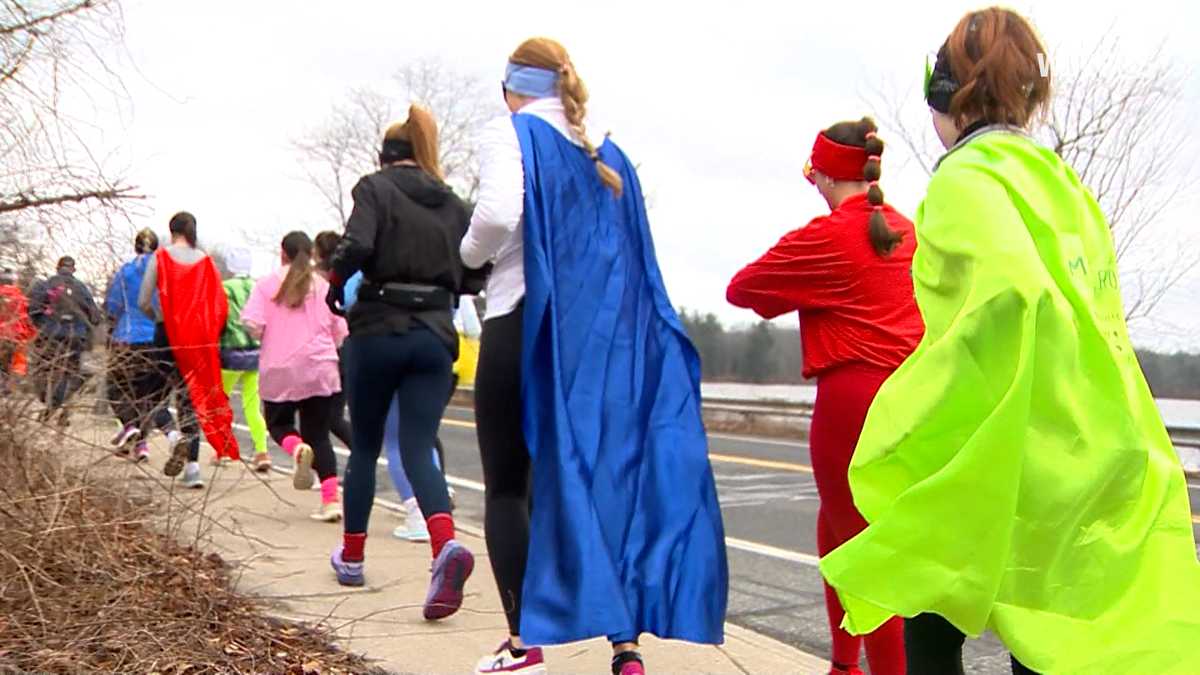 Boston Marathon runners dress as superheroes for training session