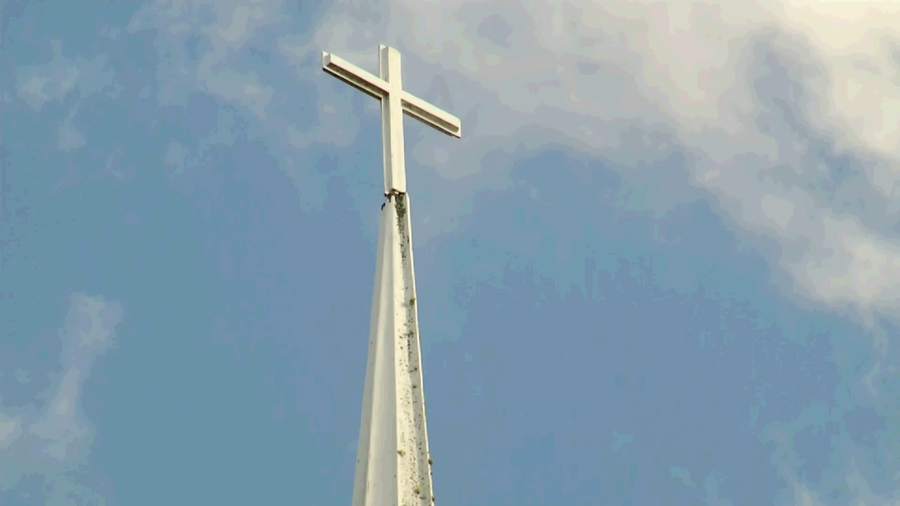 Cross on top of church