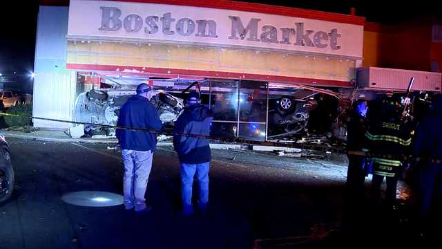 Car crashes through storefront in Saugus