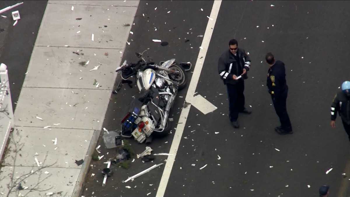 Crash involving police motorcycle, pickup under investigation in Dedham
