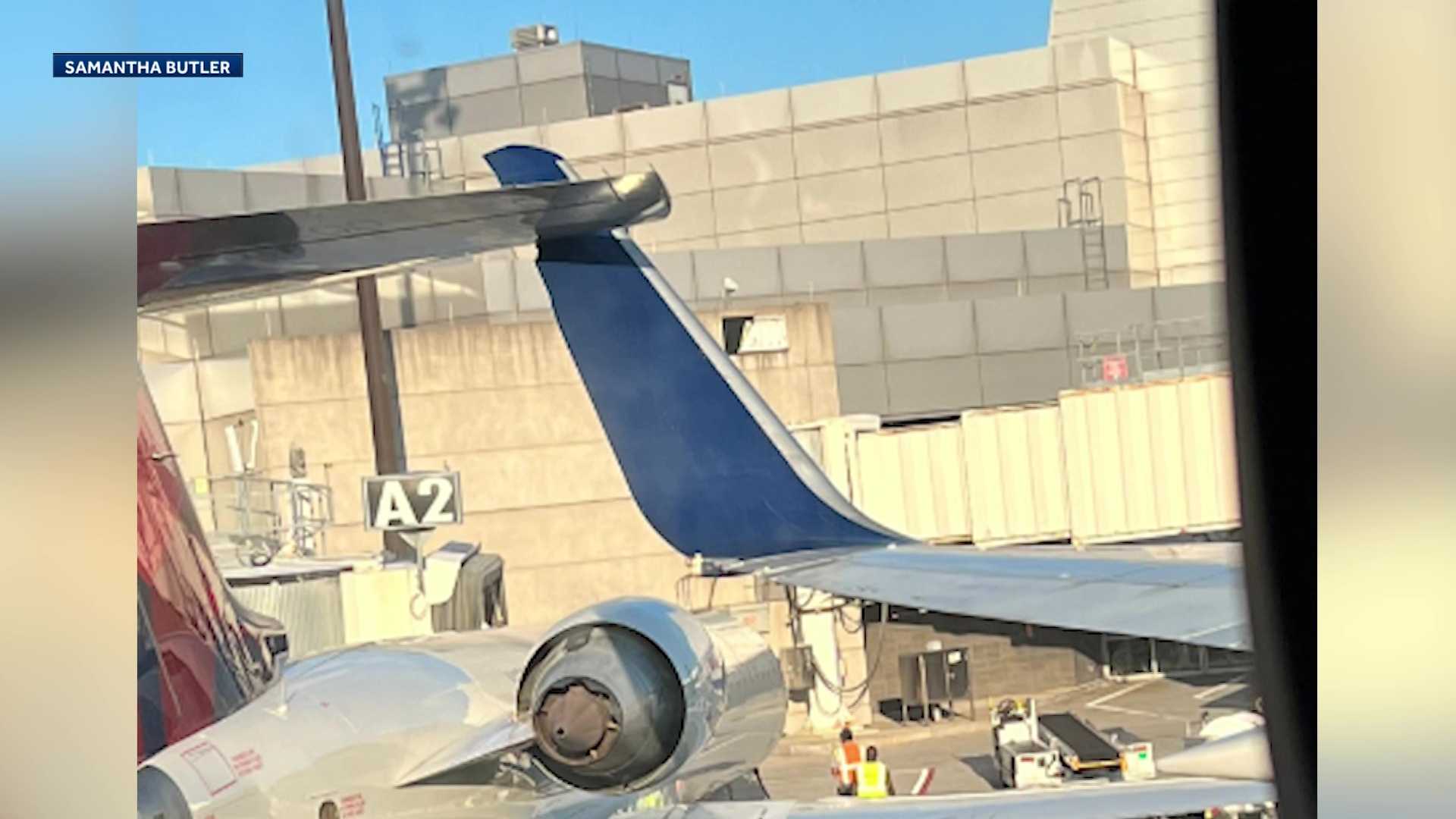 Delta plane clips wing of another plane leaving Logan Airport