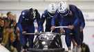 LAKE PLACID, NEW YORK - MARCH 14: Frank Del Duca, Joshua Williamson, Boone Niederhofer and Charles Volker of the United States compete during the 4-Man Bobsleigh Race Heat 2 on day five of the 2025 IBSF World Championships at Mt Van Hoevenberg on March 14, 2025 in Lake Placid, New York. (Photo by Maddie Meyer/Getty Images)