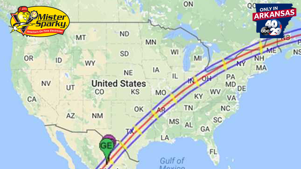 You Can See 2024 S Total Solar Eclipse In Arkansas   Eclipse Map Featuring Arkansas 1554996137 