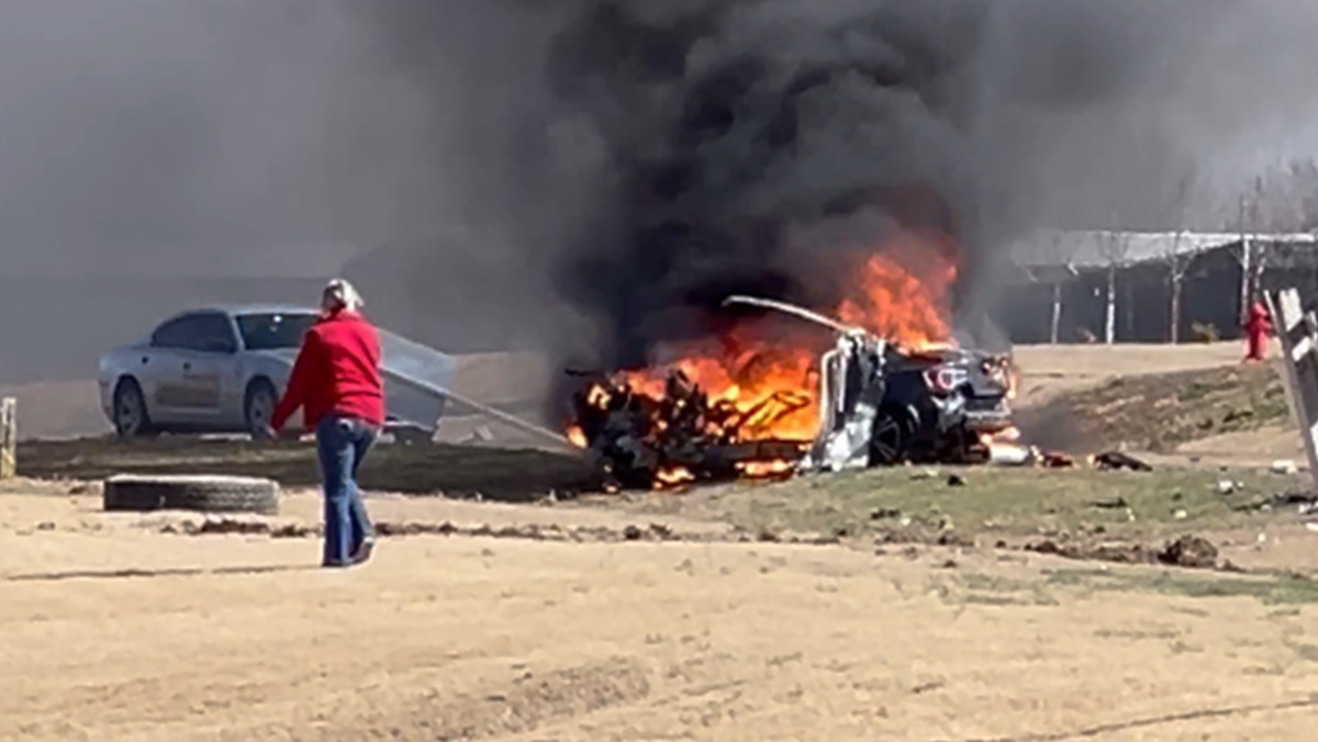 Viewer video shows vehicle engulfed in flames after El Reno crash