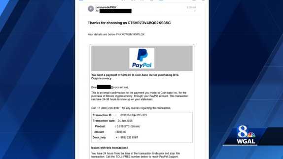Scam email informs recipients about fake Bitcoin purchase
