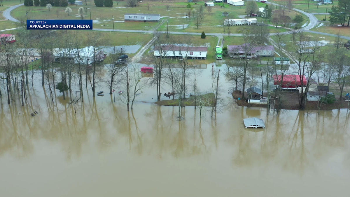 Drone video of flooding in Etowah County, Alabama