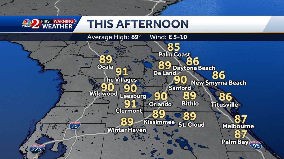 Sunny, warm day forecast in Central Florida