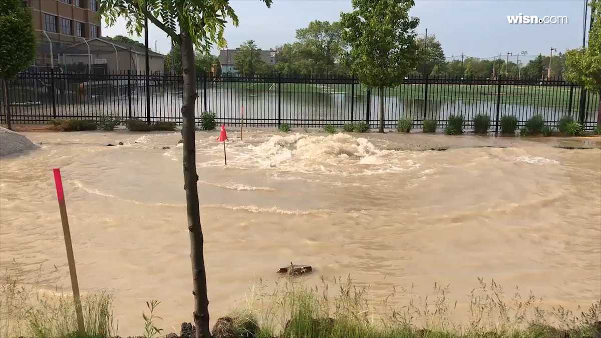 Water main break floods area near Marquette Univ. H.S.