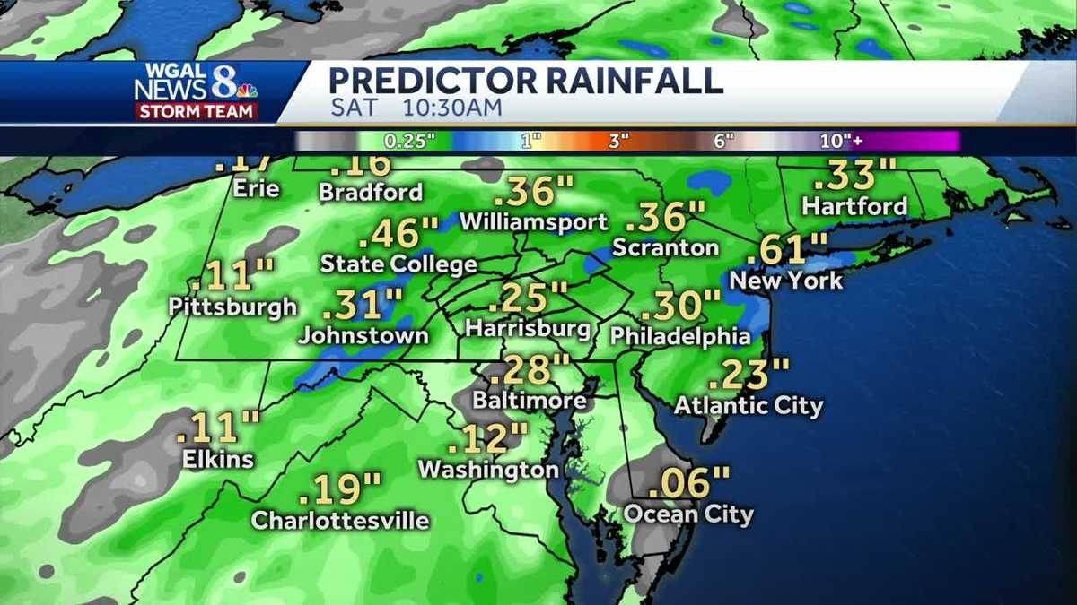 Central Pa. weather Rainy day ahead