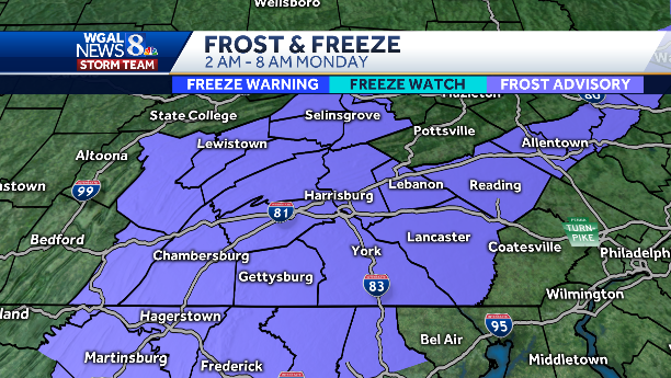 Central Pennsylvania weather: Frost advisory