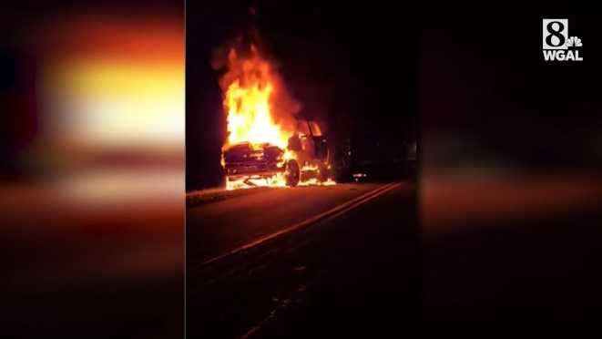 Firefighters battle vehicle fire in Lancaster County