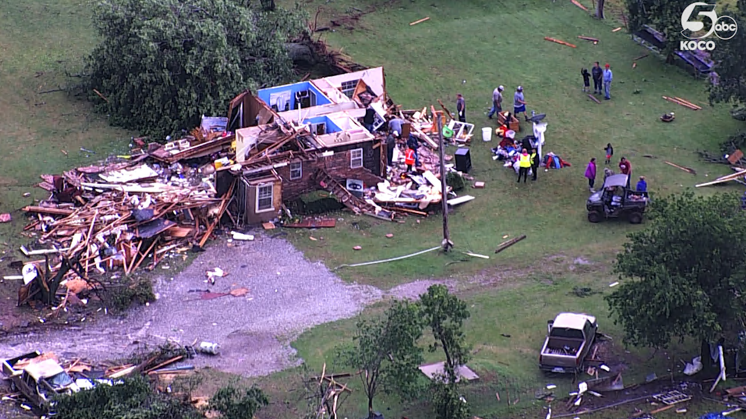 NWS EF2 tornado touched down in Geronimo, destroys homes