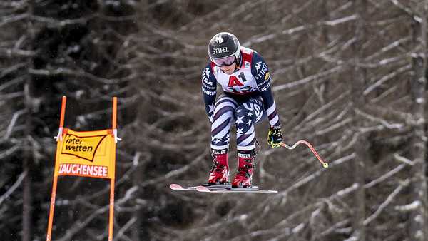 ZAUCHENSEE, AUSTRIA - JANUARY 8: Breezy Johnson of Team United States in action during the Audi FIS Alpine Ski World Cup Women's Downhill Training on January 8, 2026 in Zauchensee Austria. (Photo by Millo Moravski/Agence Zoom/Getty Images)
