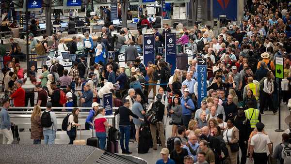 tsa lines at hartsfield-jackson atlanta international airport on march, 23, 2026.