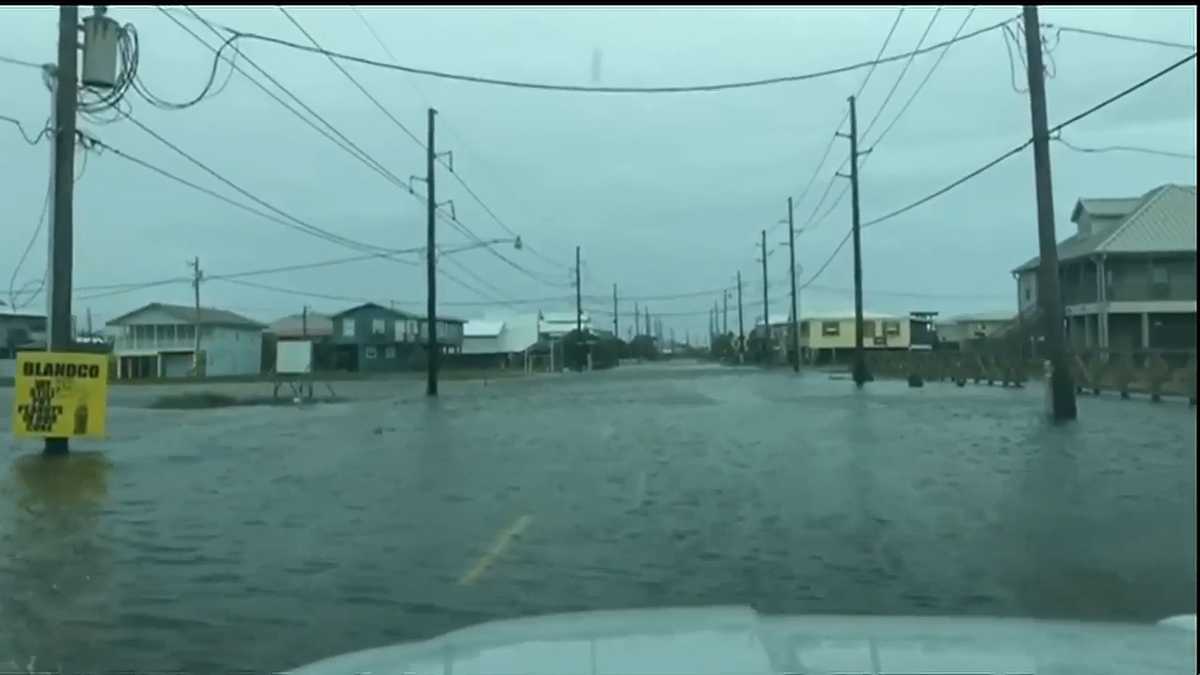 VIDEO Flooding covers LA 1 in Grand Isle ahead of Hurricane Nate