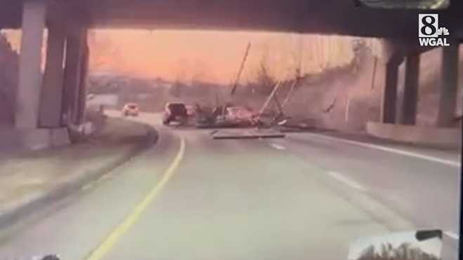 Tractor trailer overturns, closes ramp on I-81 near Harrisburg