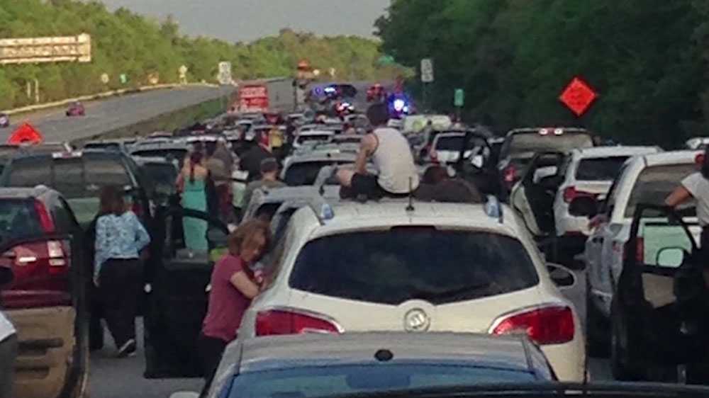 Serious crash turns I93 south in Salem, NH, into parking lot on