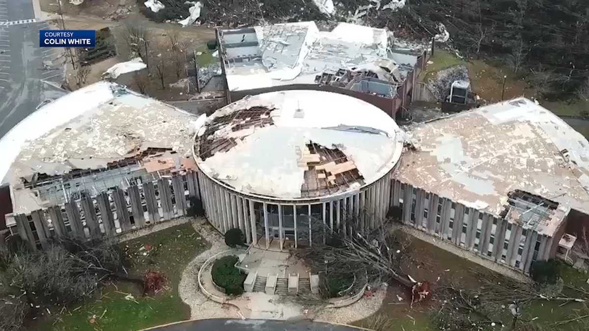 Drone video of tornado damage at Jacksonville State