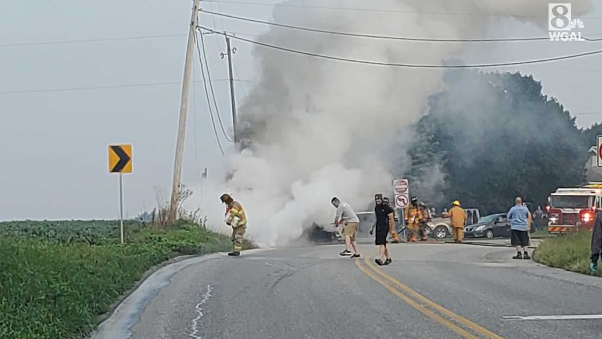 TRUCK FIRE shuts down Route 501 in Jackson Township, Pa.
