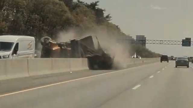 Dash cam captures dump truck rollover on Mass. highway - Vimarsana News