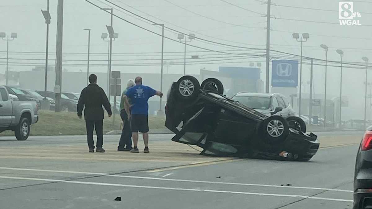 Car rolls over in Lancaster County, Pennsylvania