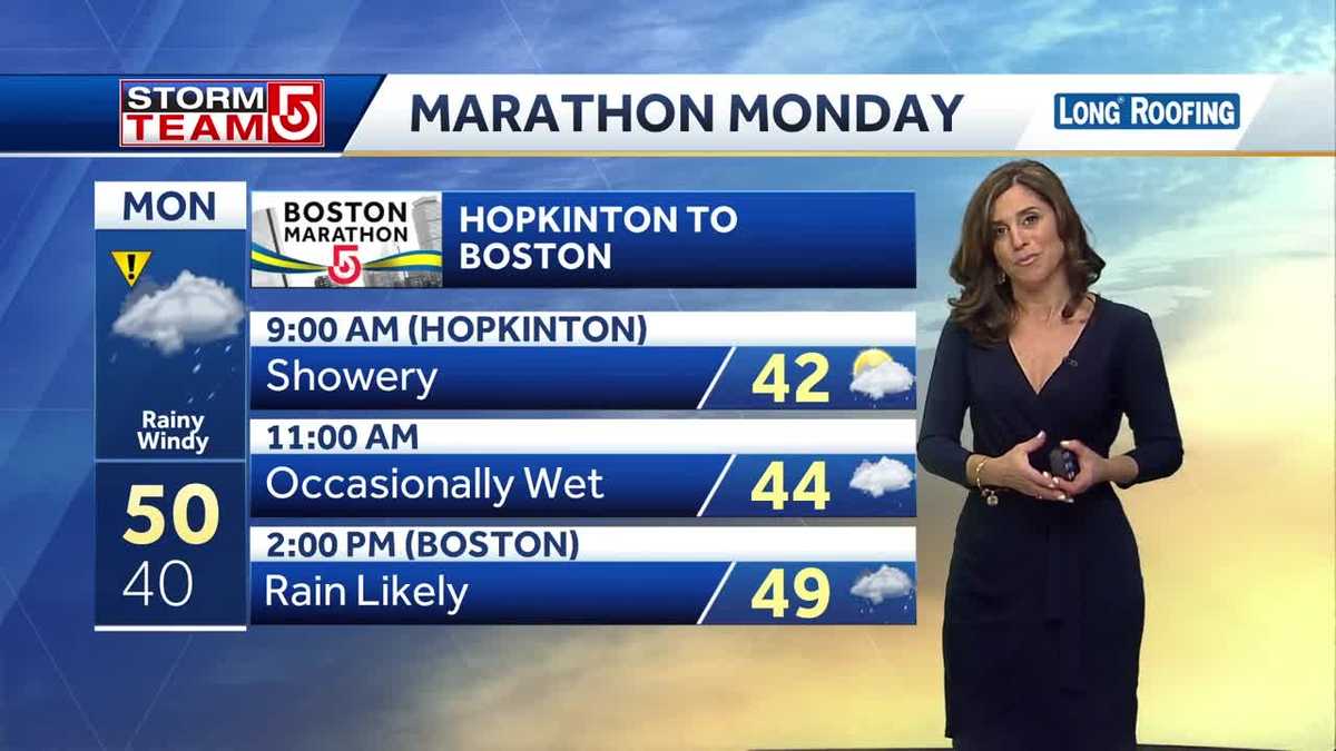 Raw, damp weather for marathon Monday