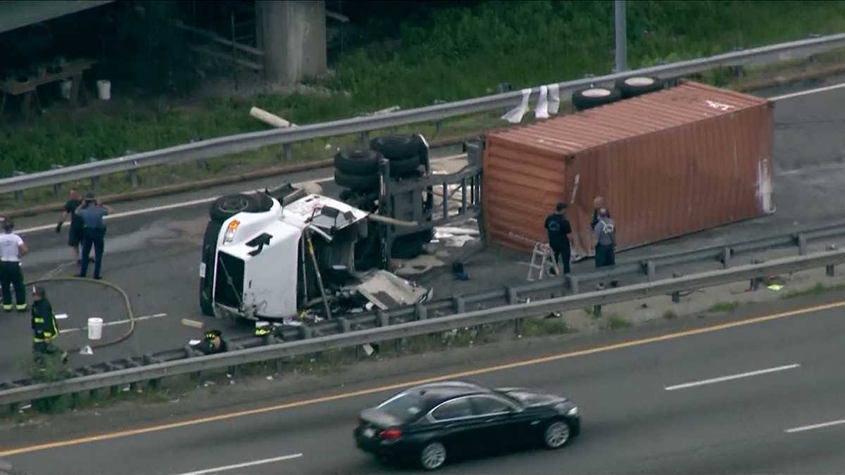 Heavy traffic on Mass Pike after tractor-trailer rollover