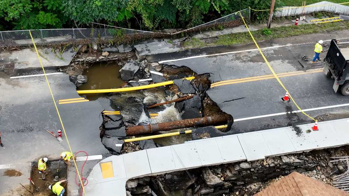Leominster sinkhole continues to loom large after flooding
