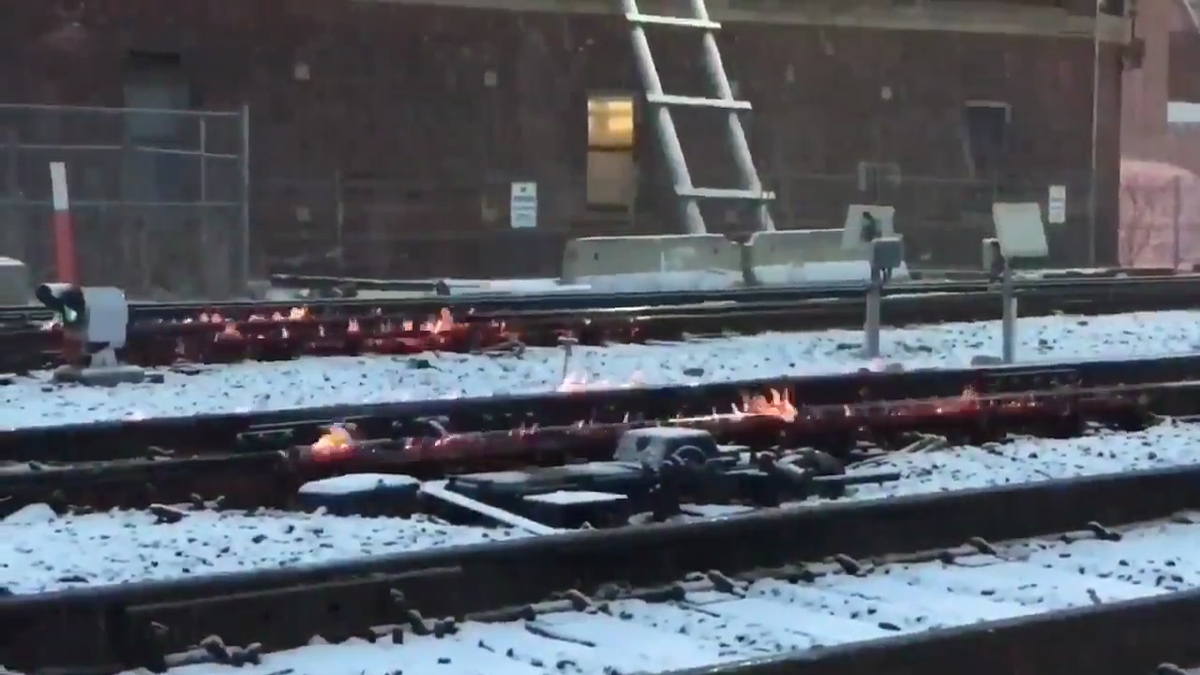MBTA lights track heaters to keep tracks free of ice, snow