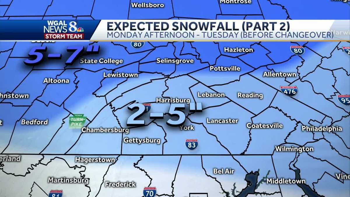 Central Pa. weather First of two snow storms winds down, second storm