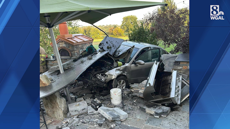 Car crashes into patio of Lancaster County home