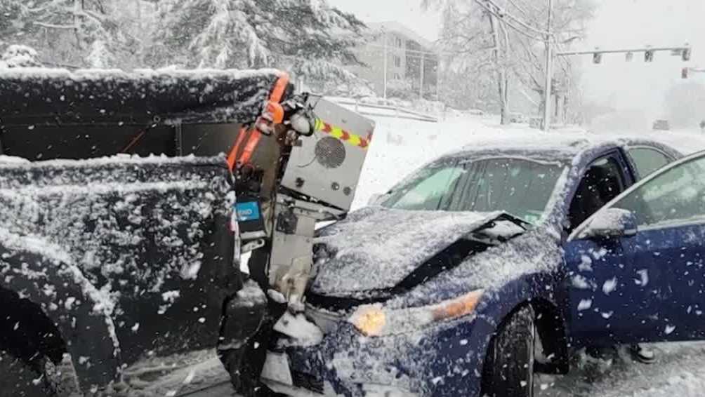 Police say crash with plow truck led to threatening incident