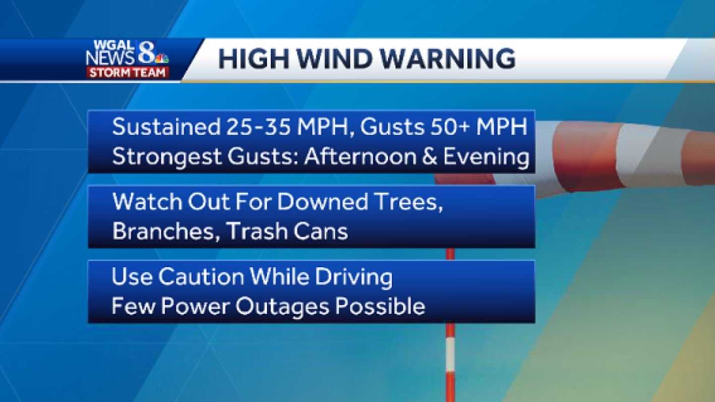 NATIONAL WEATHER SERVICE high wind warning for parts of central Pa. - Vimarsana News