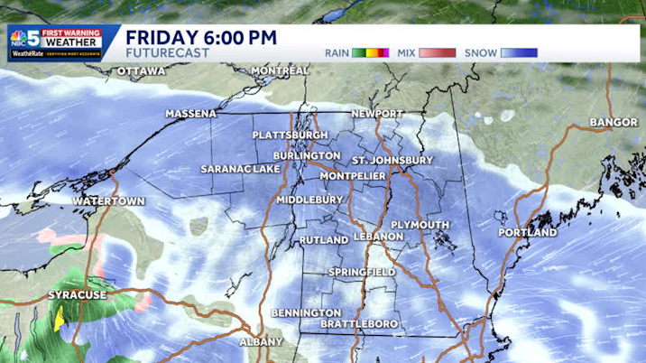 Hourly timeline: See snow showers, storm for Wednesday and Friday in Vermont, New York