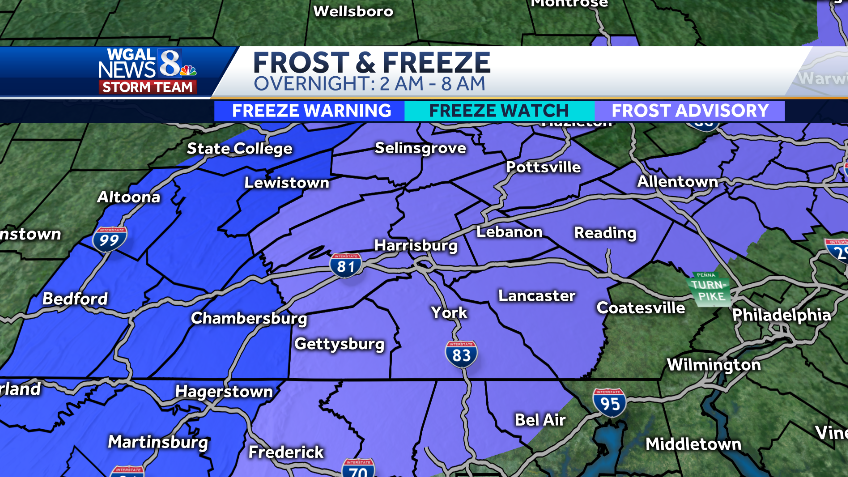 Central Pa. weather: Frost advisory overnight