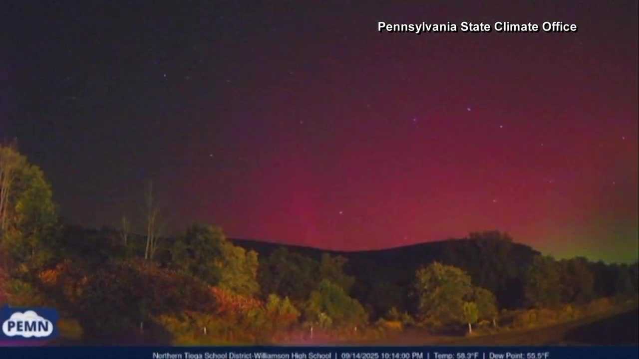 Northern lights dazzle in Tioga County, Pa.