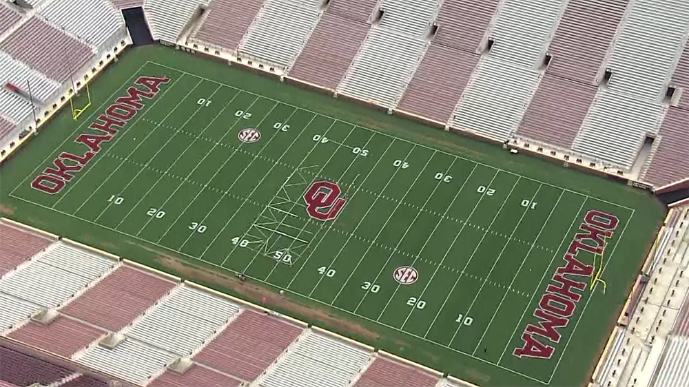 OU's football field now dons the SEC logo before conference move