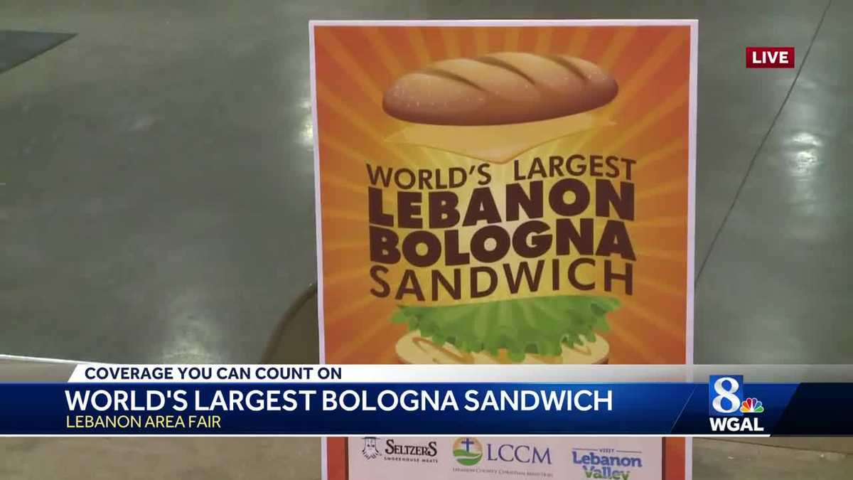 World's largest Lebanon bologna sandwich at Lebanon, PA, fair