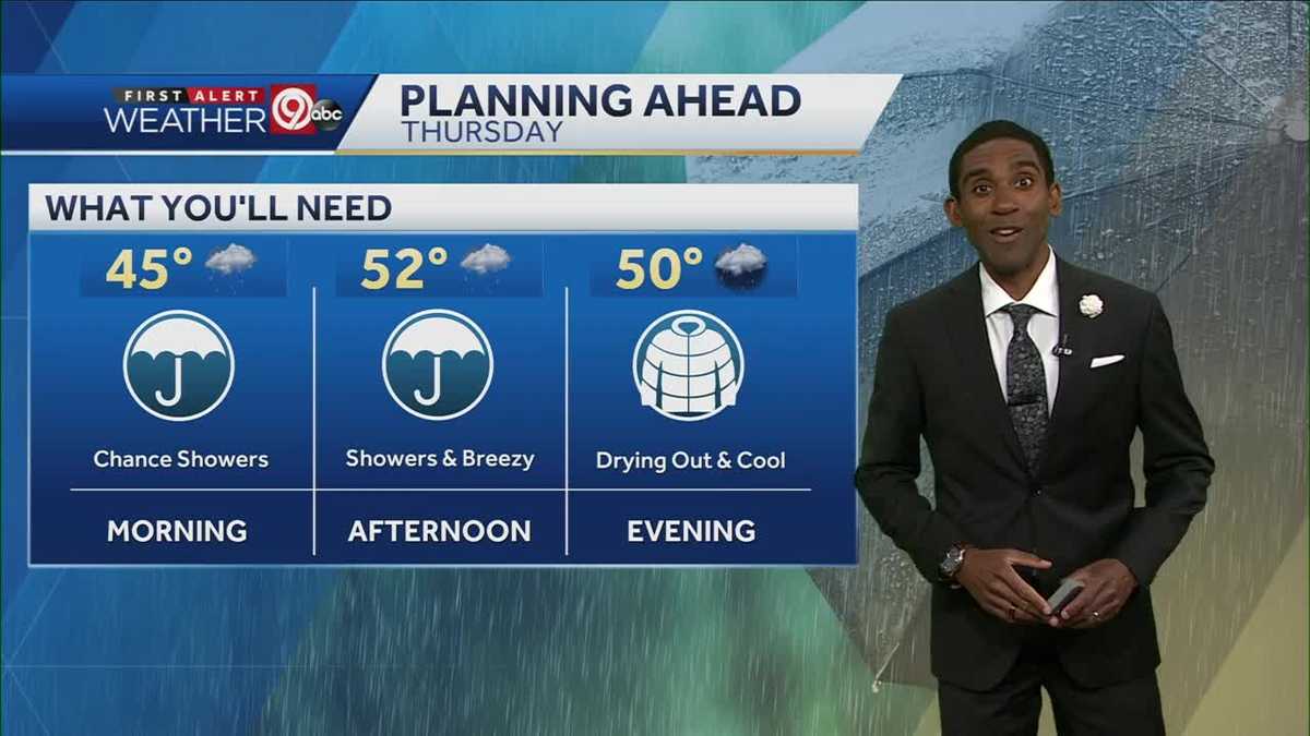 Chance of showers late; more rain possible Thursday morning