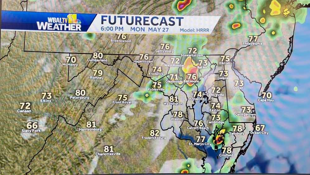 Maryland weather forecast update on Memorial Day storms